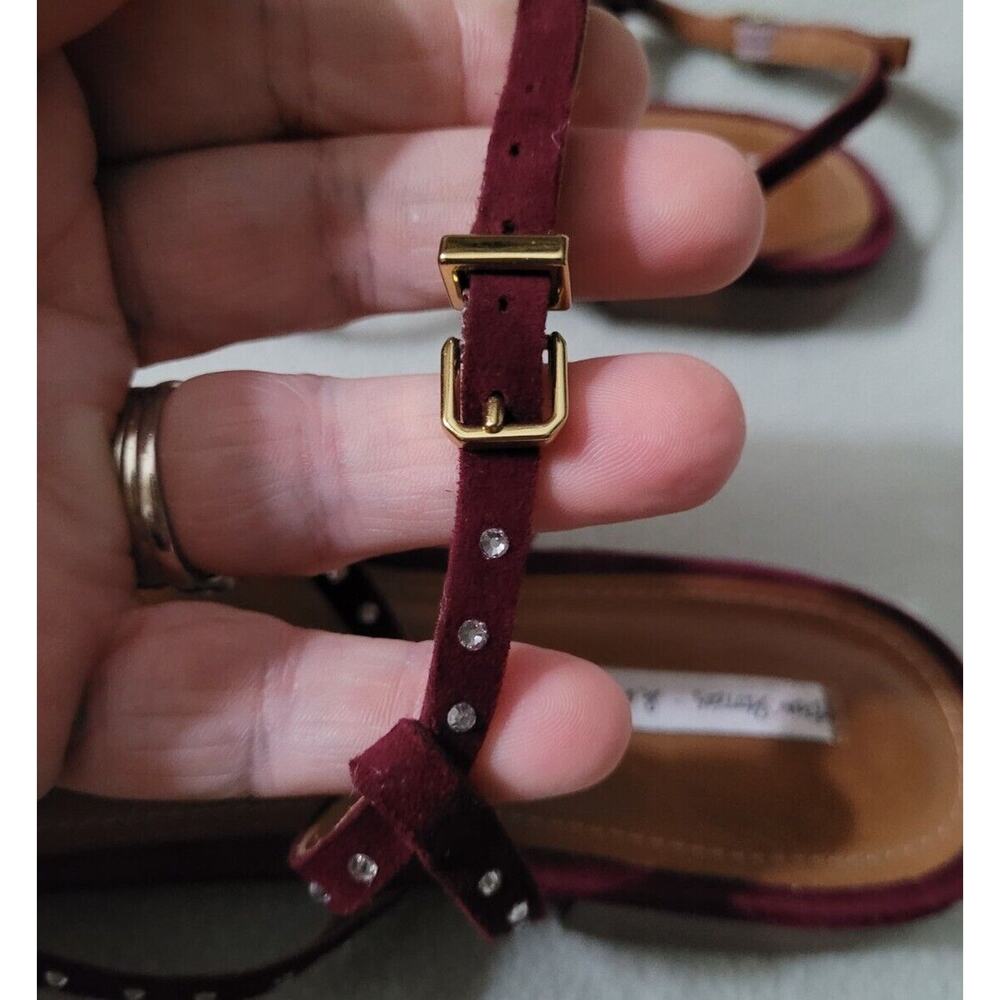 & Other Stories Sz 39 Studded Ankle Strap Sandals Purple Plum Velvet Suede - Picture 8 of 9